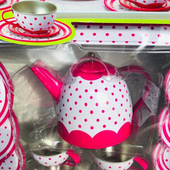 Alex Lots of Dots Tin Tea Set 15 Pcs New in Box For Age 3+ - Picture 10 of 15